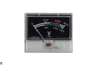 300VAC analog panel voltmeter with black dial