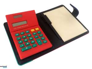 Kieszonkowy notatnik z kalkulatorem i długopisem