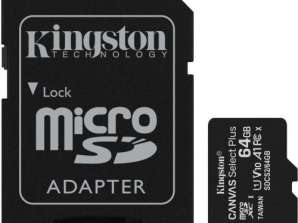 Kingston MicroSD-kort lærred Vælg Plus 64 GB klasse 10 + adapter SDCS2