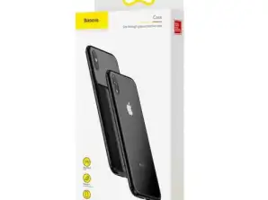 Baseus iPhone Xs Max-deksel gjennomsiktig glassbeskyttende svart (WIAPIPH6