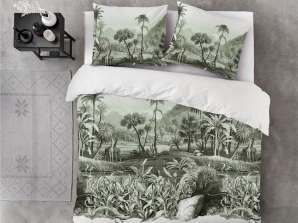Byrklund 'Go Tiger' Two Persons Duvet Covers 200*200/220 - White/ Green - Size: 200x200/220cm - Composition: 100% Cotton