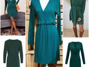 Green Wrap Neckline Dress for Curvys - Women's Clothing Sizes S-XXXL