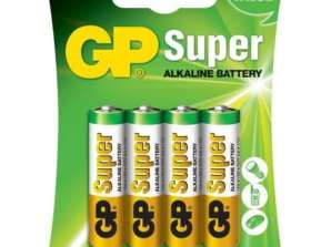 Batería GP (AA) alcalina SUPER LR6/AA 15A-U4, (4 pilas / blister)