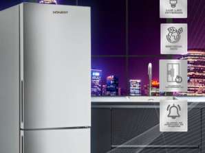 Onesto frigorifero argentato con grande capacità ed efficienza A+ con sistema No Frost