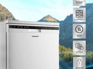 Efficient White Dishwasher - Inverter Technology and Class A+, Capacity for 12 Cutlery