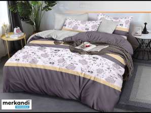 BEDDING 200x220 COTTON SATIN A-6651 + BED SHEET - Satin Cotton Bed Linen - 4 Pcs Set - Foil Packing -