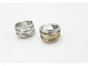 Steel and rhodium rings assorted designs. Wholesaler
