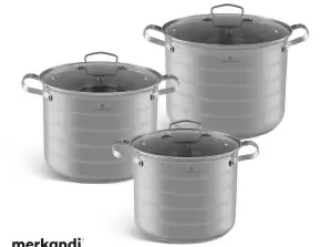 EB-535 Cookware Set - Stainless Steel - 6 Pieces - Sandwich Base - For All Heat Sources