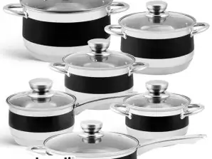 EB-9980 Cookware Set - Stainless Steel -12 Pieces - Equipped with 9-Layer Bottom!