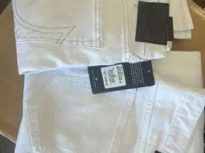 Assortimento di jeans denim bianchi da uomo True Religion sfuso, confezione da 30 pezzi