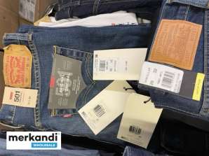 Inventario de jeans de mezclilla a granel de Levi's, estilos variados, paleta de 200 piezas para minoristas