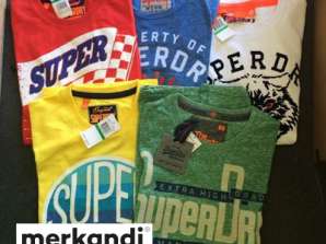 Assortiment de t-shirts pour hommes Superdry en gros - Mélange de styles ras du cou et col en V