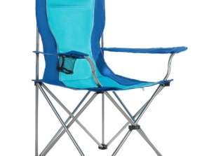 Silla de camping plegable con reposabrazos - azul