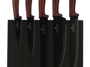 EB-963 Stainless Steel Knife Set with Magnetic Block - 6 pieces - Ceramic Coating