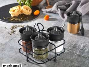 HN-2510 Hané Spice Jars with Spoon - Spice Jars with Holder Stainles