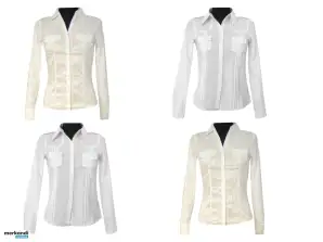 BLOUSES SHIRTS WOMEN'S TOPS WITH A COLLAR MIX WHITE 48- 56
