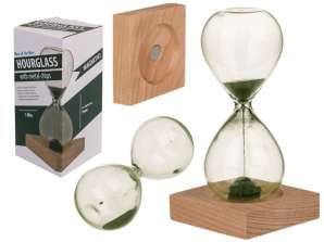 Přesýpací hodiny s magnetickým pískem zelené barvy 16 cm, provozní doba: 1 minuta