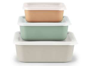 GOURMETmaxx Food storage containers made of rPET - apricot/grey/green