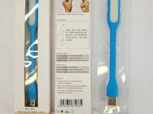 LED USB Lámpara 1.2 vatios 6 LEDs brillante portátil flexible 5V 17cm de largo azul