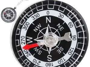 Navigačná vrecková kompasová kľúčenka | Priemer 3,5 cm s karabínou pre outdoorových nadšencov