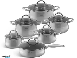 EB-2420 Cookware Set - Stainless Steel - 12 Pieces - Sandwich Base - For All Heat Sources