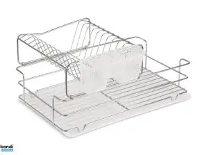 EB-302 Spacious Drainer with Drip Tray Stainless Steel - With Cutlery Basket - 33x48x24 cm