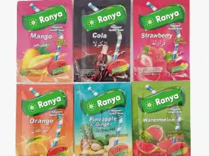 Offre de boissons solubles (6 saveurs différentes) - Saveurs : Mangue, Cola, Fraise, Orange, Ananas et Gingembre, Pastèque