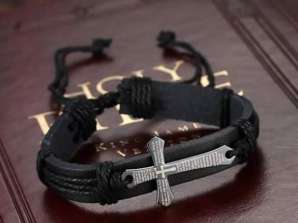 Traicere	Vintage leather bracelet with cross