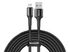 Baseus Halo USB Lightning 2A 3m cable, LED-backlit Black