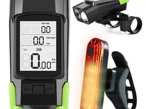 Vordere LED Fahrradbeleuchtung Vordere LCD-Zählerhorne Klingel + Heilig