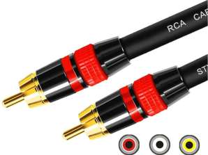 3m RCA to RCA cable (cinch) cable MOZOS premium subwoofer black-red
