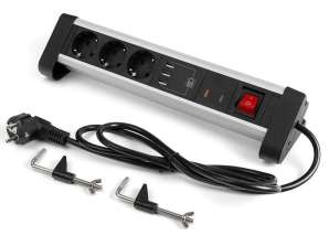 Power strip 3x sockets 3x USB Countertop furniture socket for worktop