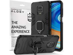 Alogy Stand Ring Armor case voor Xiaomi Redmi Note 9S / Pro / Max zwart