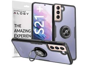 Alogy Ring Holder Clear Armor kovček za Samsung Galaxy S21 Plus črna