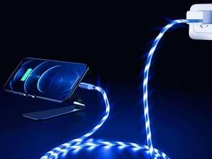 2m Alogy kabel magnetische lichtgevende USB naar Lightning kabel Blauw