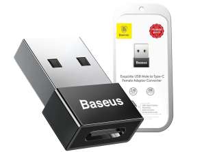 Baseus Exquisite USB naar USB-C Type-C 2.4A Adapter Zwart