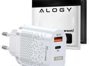 AC charger Alogy fast USB + USB-C Type C QC 3.0 PD 20W White