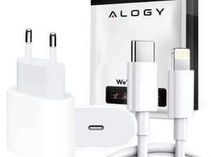 Alogy бързо зарядно устройство USB-C PD 20W + Светкавичен кабел 1m Бял