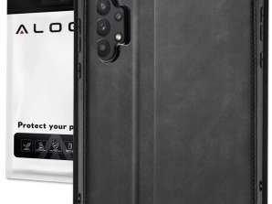 Alogy Leather Flip Case voor Samsung Galaxy A32 4G Zwart