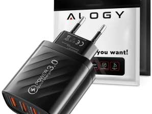 Швидкий зарядний пристрій Alogy 3x USB 30W QC 3.0 + USB-C Type C PD 20