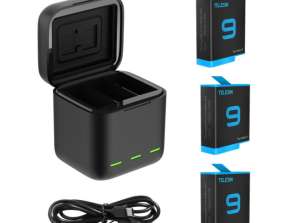 Триканално зарядно устройство Telesin Box за GoPro Hero 9 / Hero 10 + 3 bate