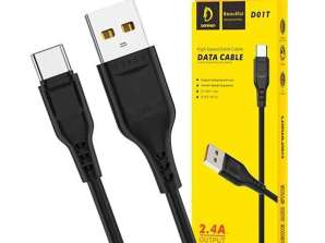 USB uz USB-C C tipa kabelis Denmen D01T 2.4A ātrās uzlādes kabelis 1