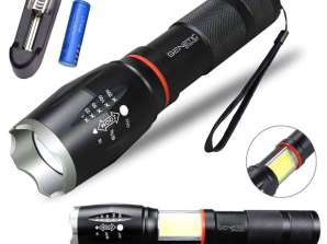 Military Tactical Flashlight with Powerful LED XML-T6 COB 9W ZOOM 300m c