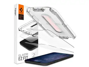 Rūdīts stikls x2 Spigen Glas.TR EZ Fit korpuss iPhone 12 / 12 Pro