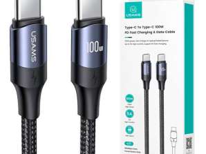 USAMS USB-C zu USB-C Kabel 100W PD Schnellladung QC FCP 3m Schwarz