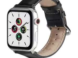 Beline kožený řemínek na chytré hodinky pro Apple Watch 38/40/41mm černý /