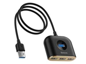 Baseus Square Round 4in1 HUB Adapter 1x USB 3.0 3x USB 2.0 micro 1m Bla