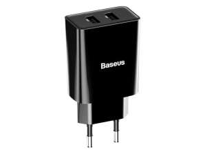 Baseus 2xUSB 2A 10.5W Speed Mini EU Black wall charger