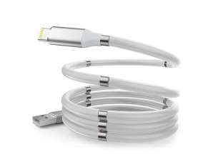 Кабел 100cm Alogy Magnetic USB- Светкавица 2.4A кабел бял