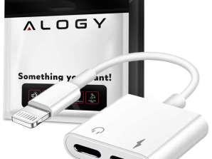 Adaptateur adaptateur 2-en-1 Alogy 2x Lightning iPhone Audio Blanc